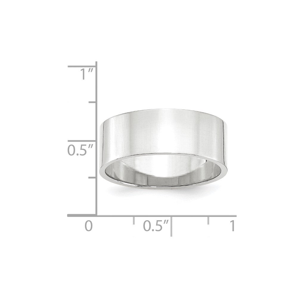 10k White Gold 8mm Lightweight Flat Wedding Band Size 4