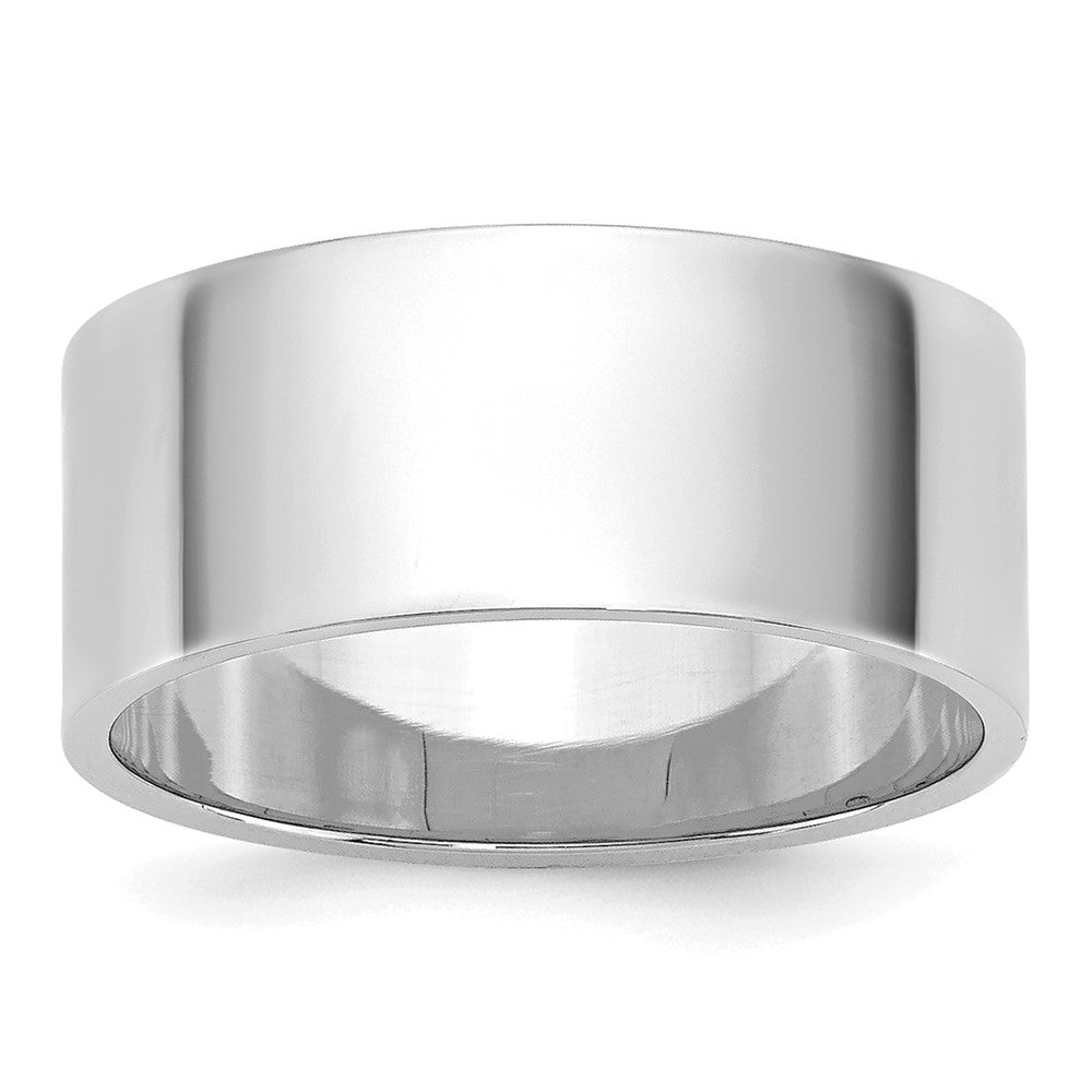 10k White Gold 8mm Lightweight Flat Wedding Band Size 4
