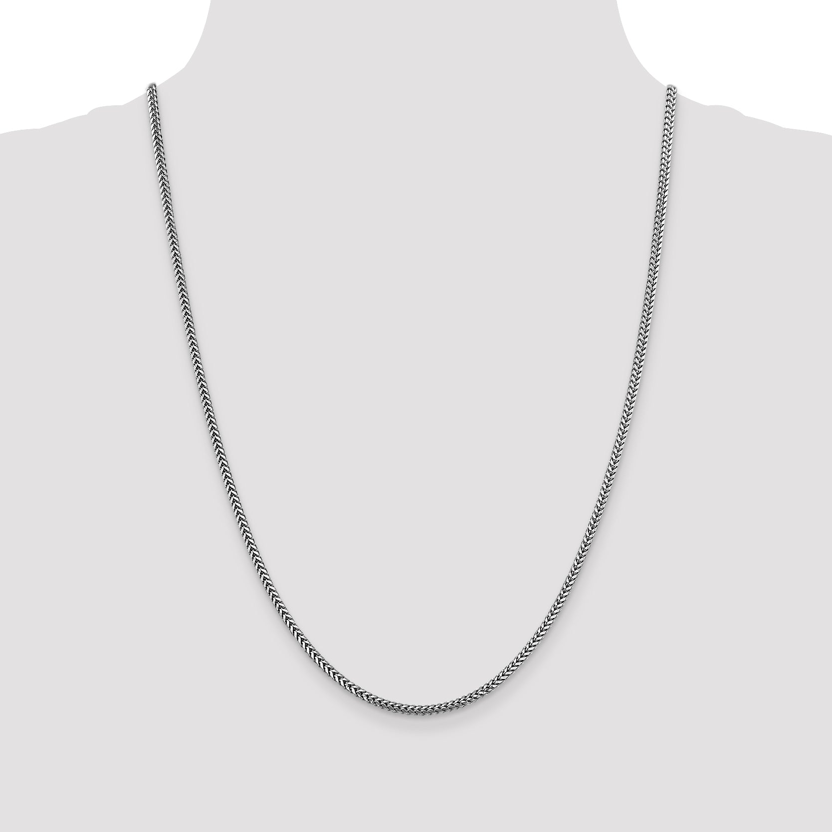 14K White Gold 8 inch 2.3mm Franco with Lobster Clasp Bracelet