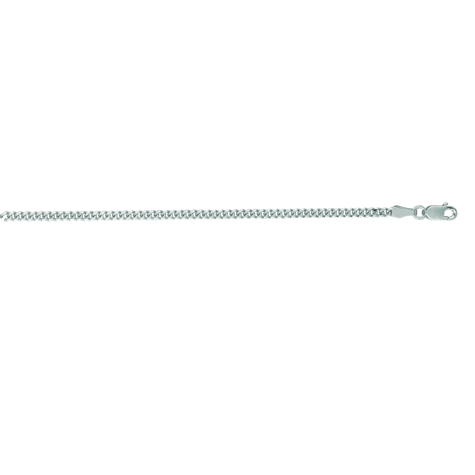 14K White Gold 2.2mm Gourmette 24" Chain with Lobster Lock