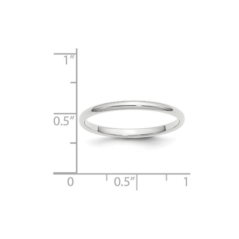 14k White Gold 2mm Half Round Wedding Band Size 12.5