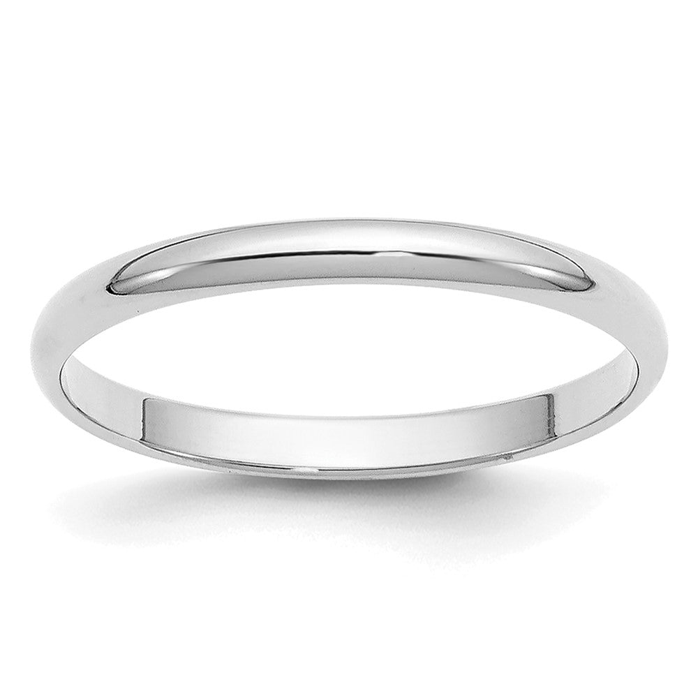 14k White Gold 2mm Half-Round Wedding Band Size 5