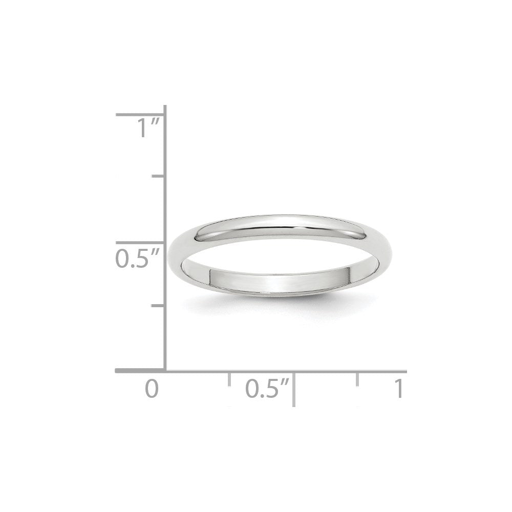 14k White Gold 2.5mm Half Round Wedding Band Size 12.5