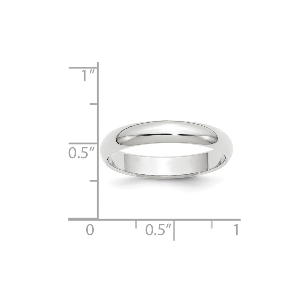 14k White Gold 4mm Half-Round Wedding Band Size 8.5