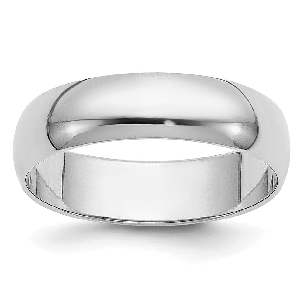 14k White Gold 5mm Half-Round Wedding Band Size 8