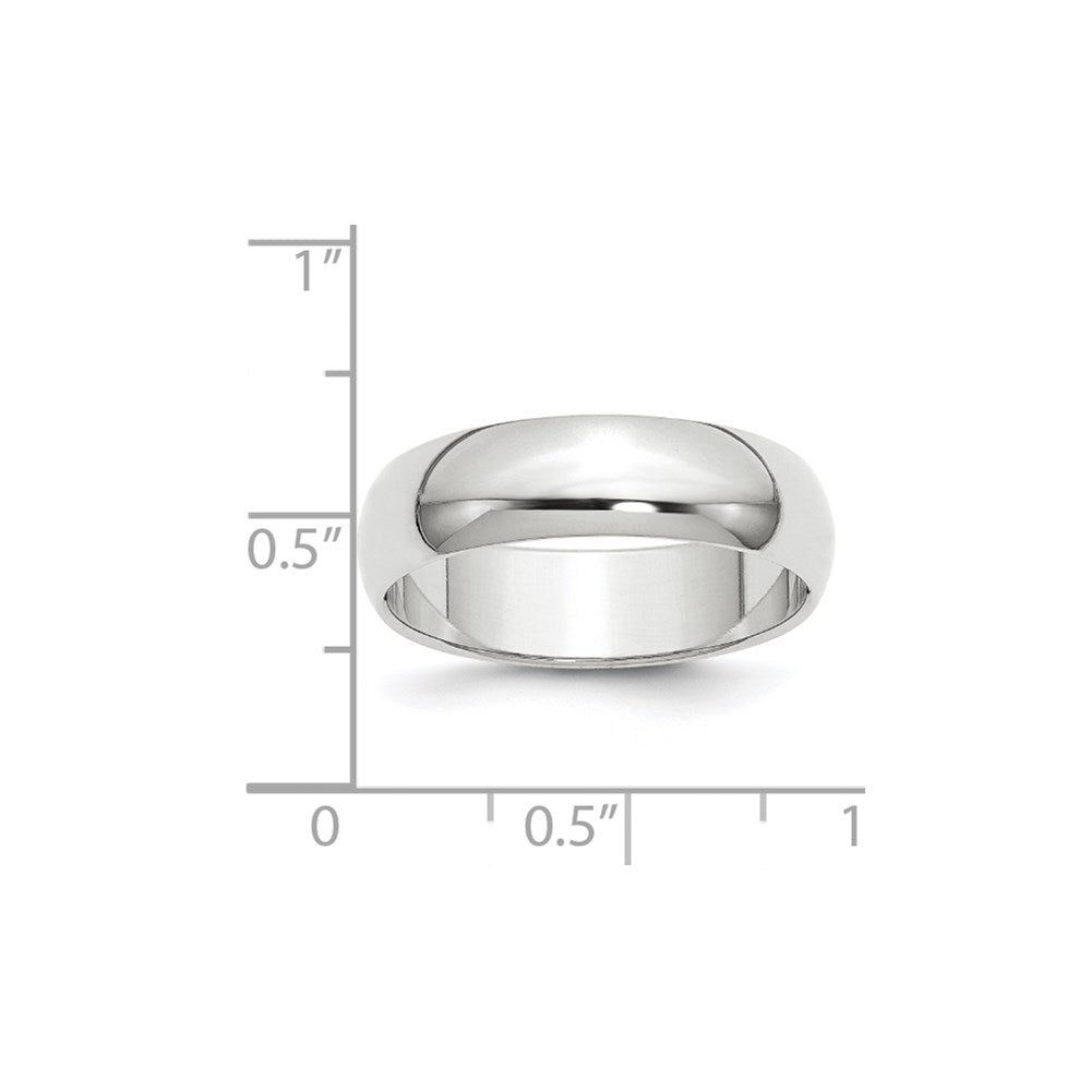 14k White Gold 6mm Half Round Wedding Band Size 13.5