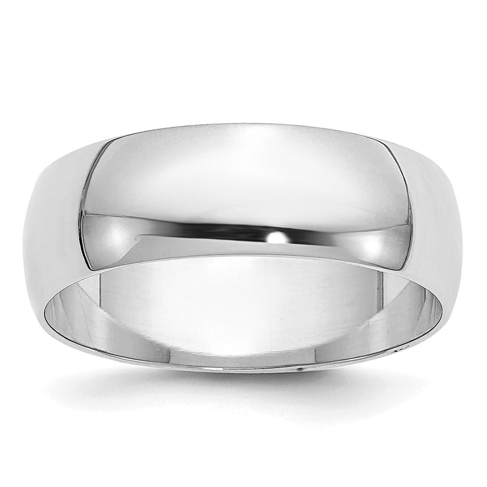 14k White Gold 6mm Half-Round Wedding Band Size 6