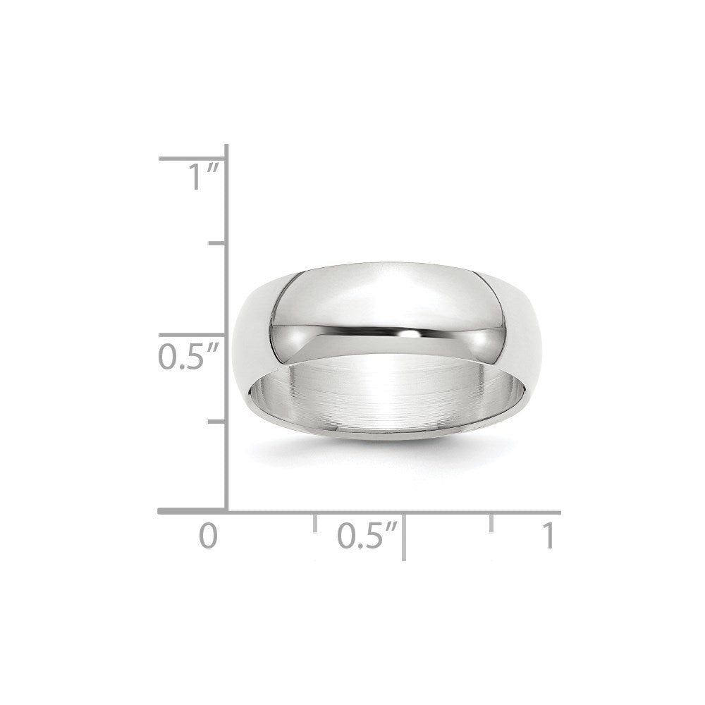 14k White Gold 7mm Half-Round Wedding Band Size 4