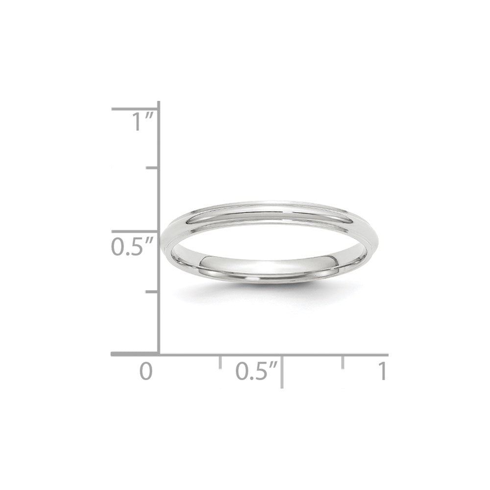 14k White Gold 2.5mm Half Round with Edge Wedding Band Size 13.5
