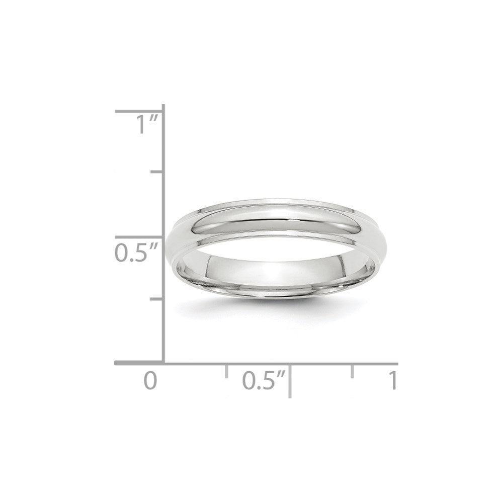 14k White Gold 4mm Half Round with Edge Wedding Band Size 6.5