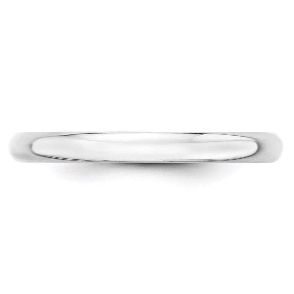 14k White Gold 2.5mm Lightweight Half Round Wedding Band Size 8.5