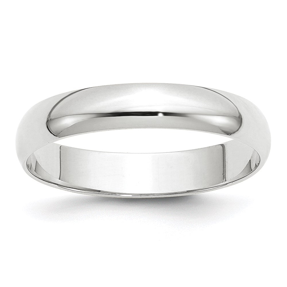 14k White Gold 4mm Lightweight Half Round Wedding Band Size 9
