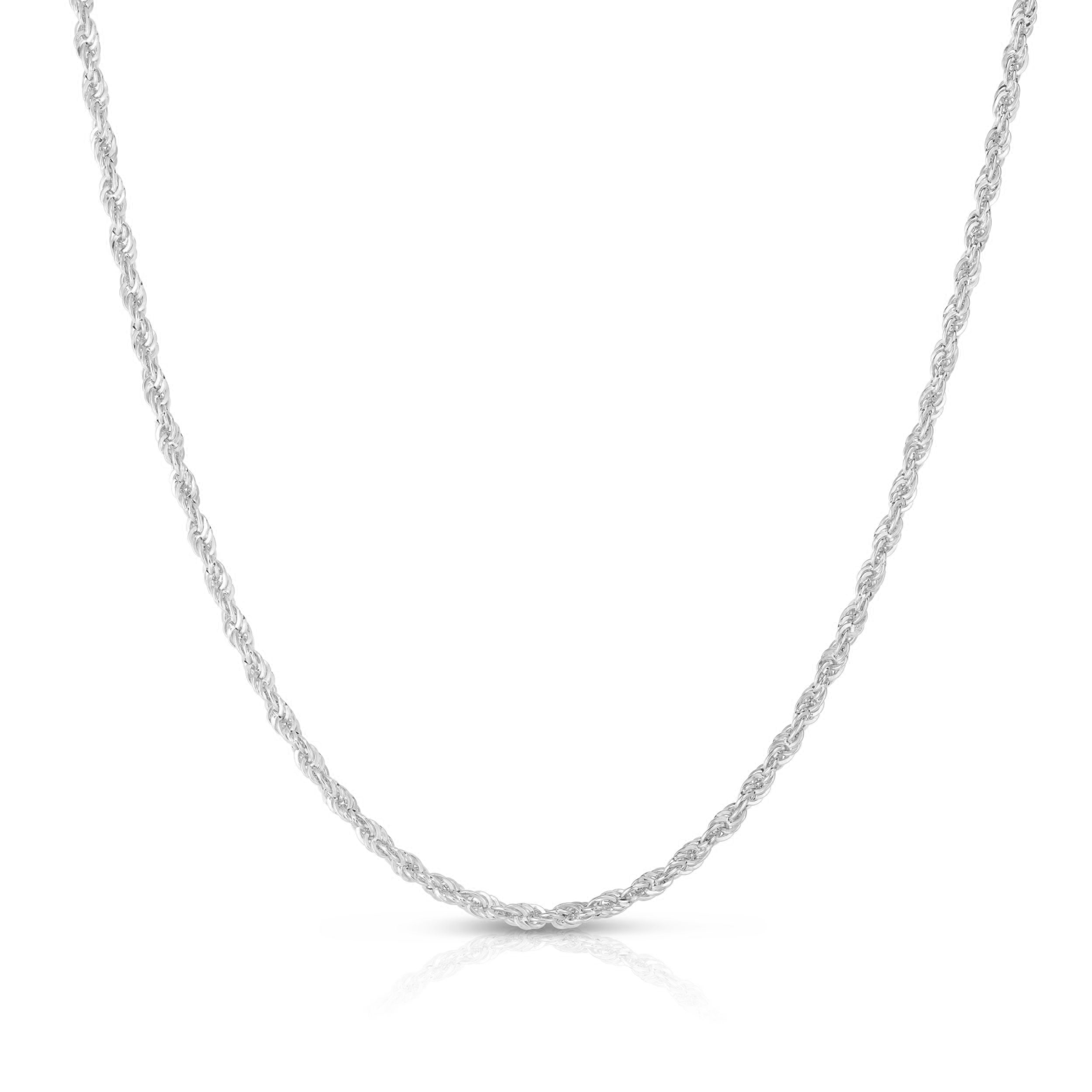 14K White Gold 2mm Lite Rope 20" Chain with Lobster Lock