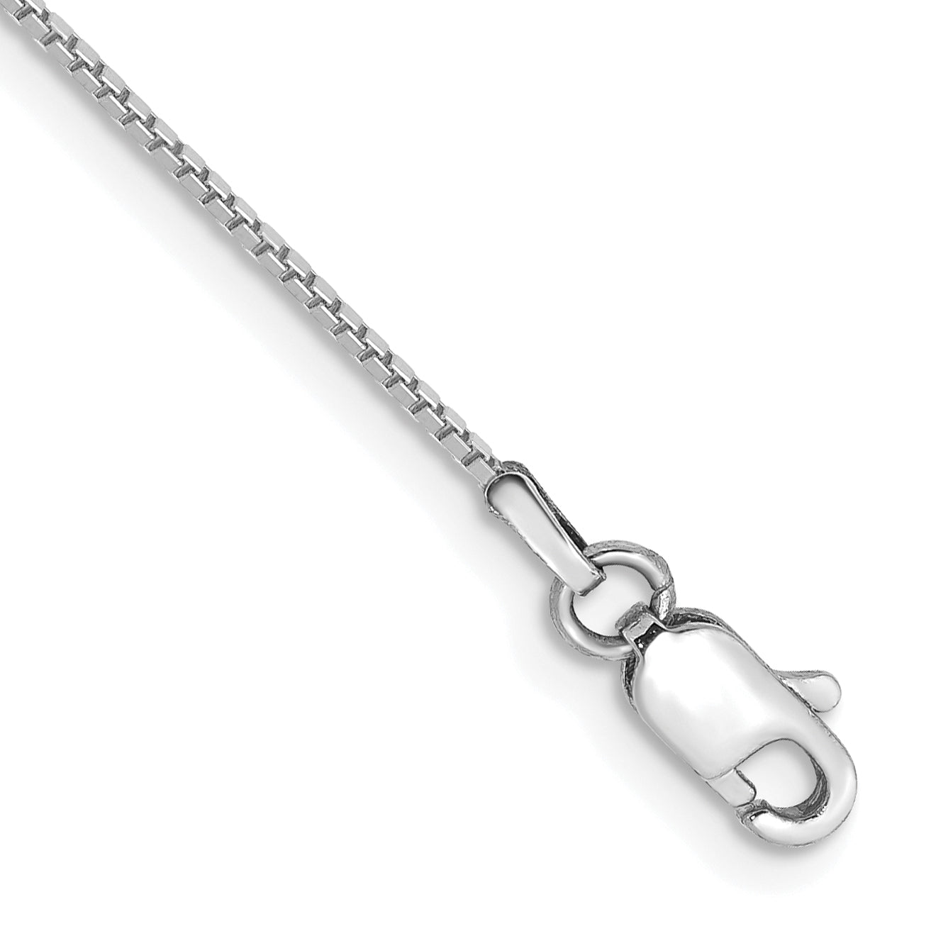 14K White Gold 9 Inch .9Mm Box With Lobster Clasp Anklet