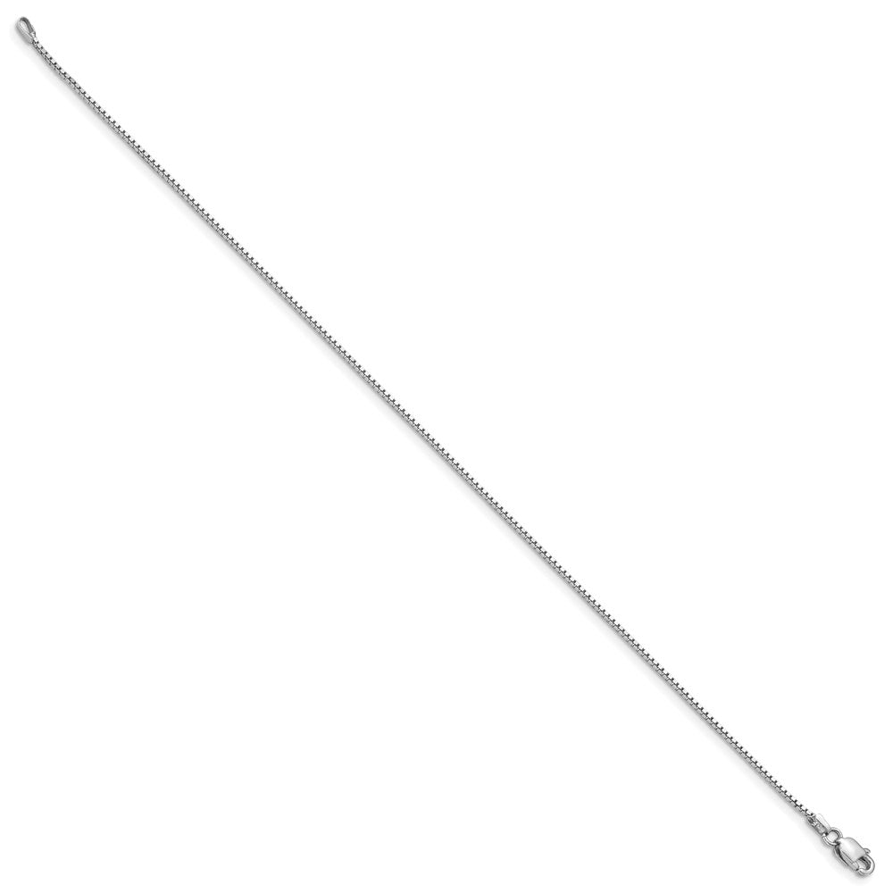 14K White Gold 9 inch .95mm Box with Lobster Clasp Anklet