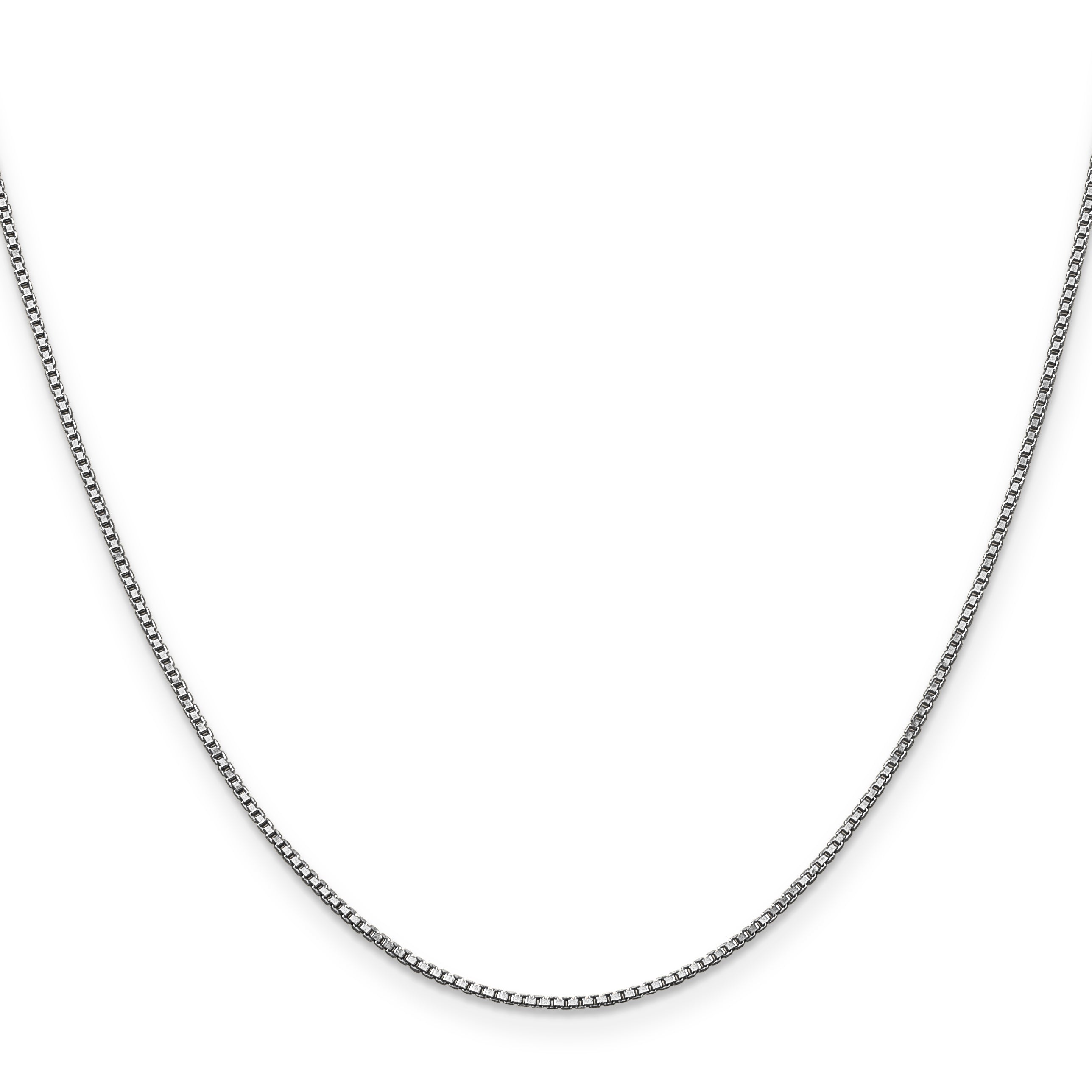14K White Gold 16 Inch 1Mm Box With Lobster Clasp Chain