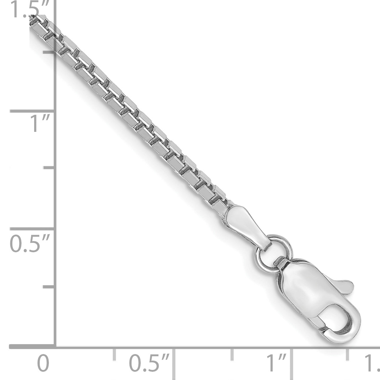 14K White Gold 7 Inch 1.9Mm Box With Lobster Clasp Bracelet