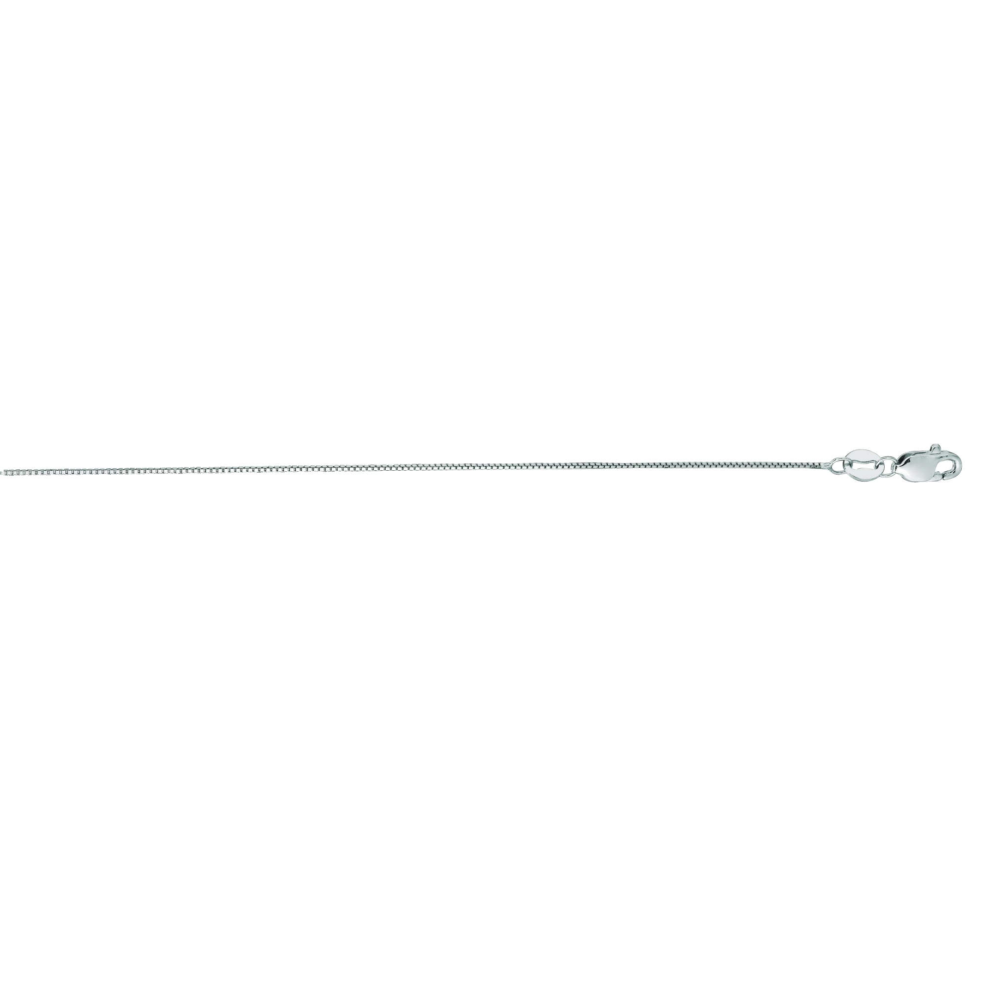 14K White Gold 0.6mm Classic Box 24" Chain with Lobster Lock