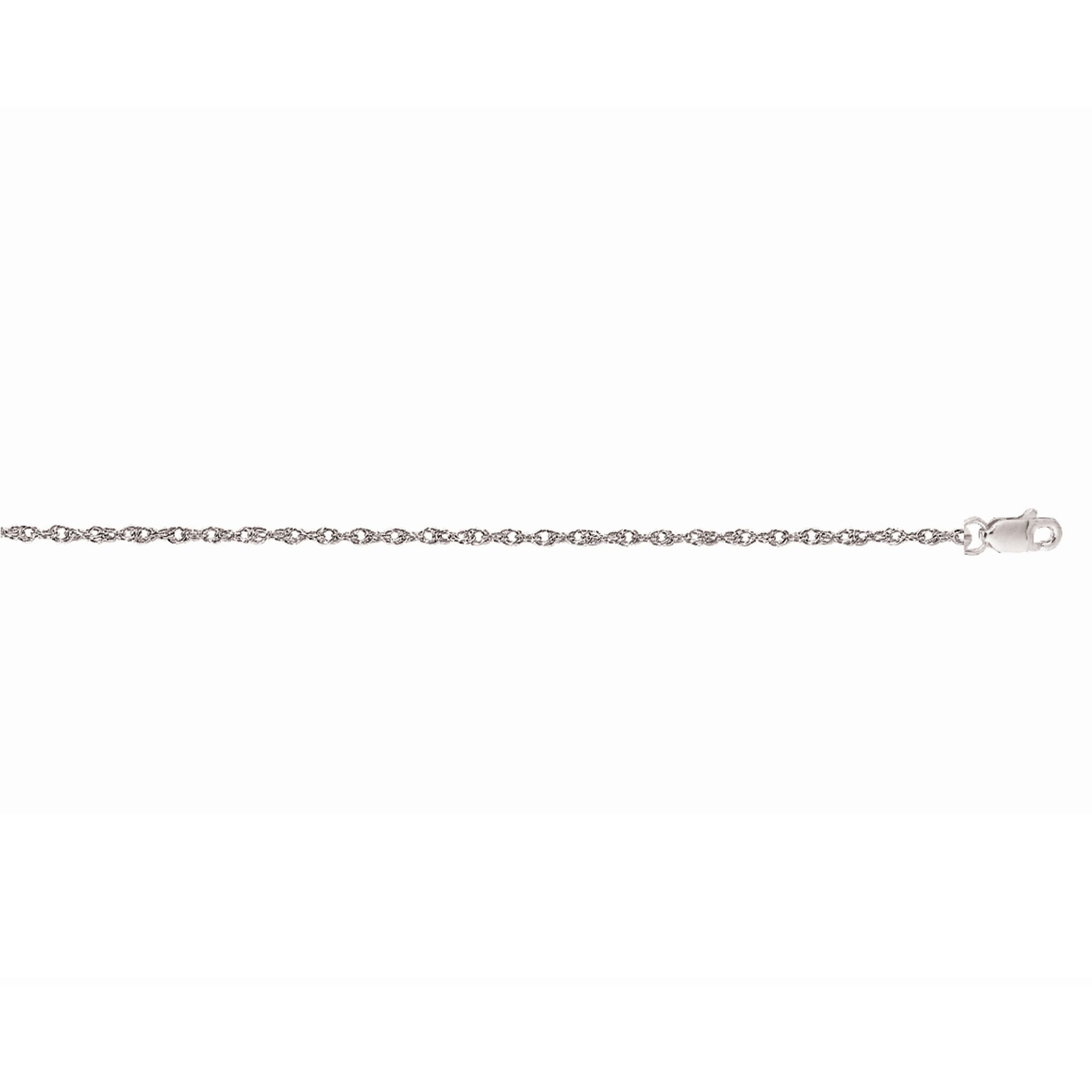 14K White Gold .85mm Machine Rope 18" Chain (Carded) with Lobster Lock