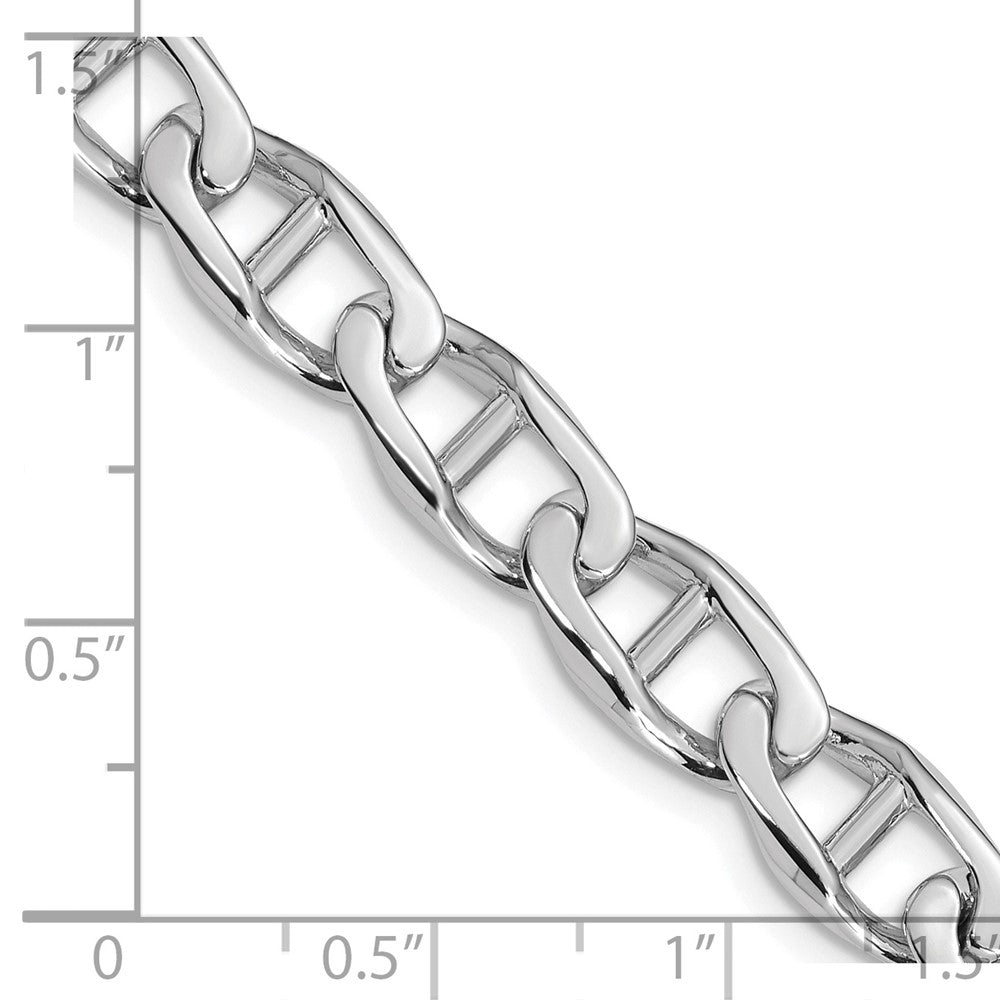 14K White Gold 24 inch 9mm Hand Polished Fancy Anchor Link with Fancy Lobster Clasp Chain