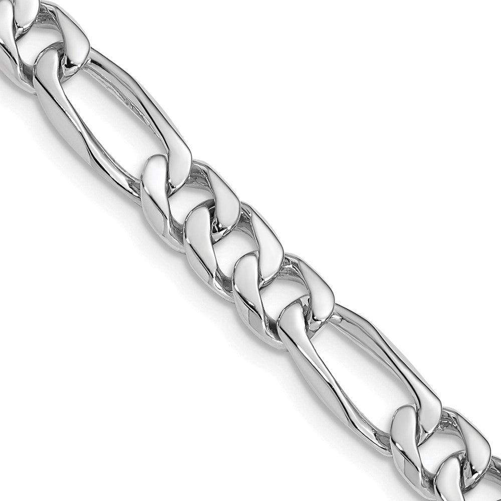 14K White Gold 24 inch 7mm Hand Polished Figaro Link with Fancy Lobster Clasp Chain