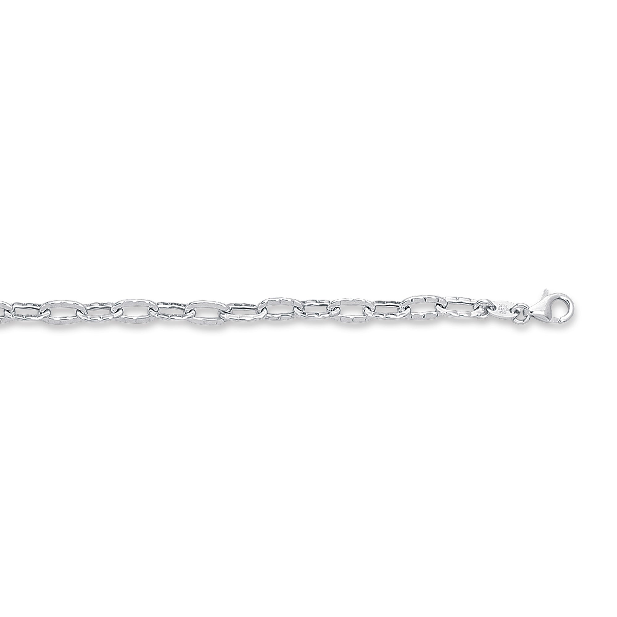 14K White Gold 10" Textured Cable Anklet