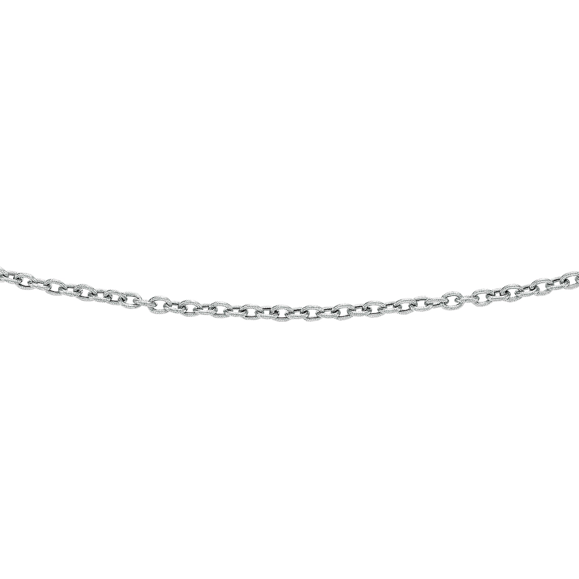 14K White Gold 2.9mm Textured Cable 18" Chain with Lobster Lock