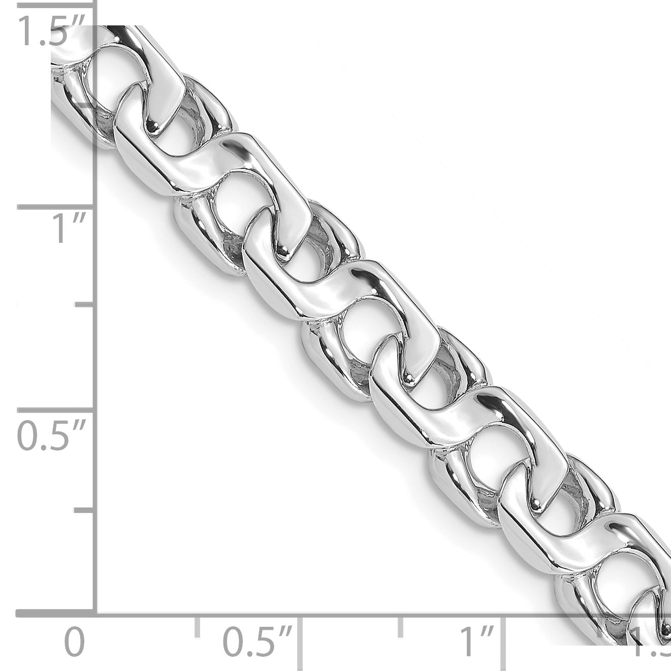14K White Gold 20 Inch 7.4Mm Hand Polished Fancy Link With Fancy Lobster Clasp Chain