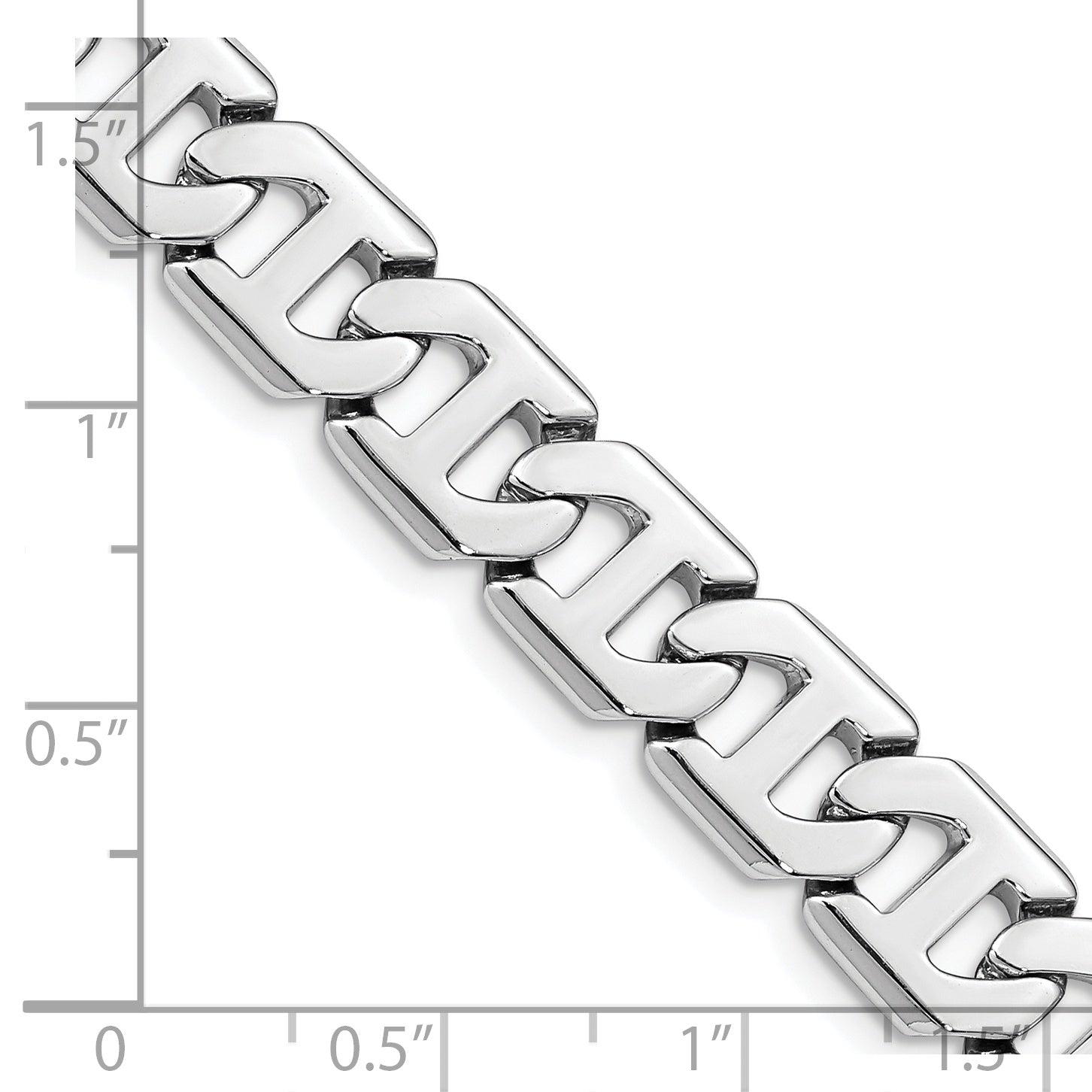 14K White Gold 22 Inch 8.5Mm Hand Polished Fancy Link With Box Catch Clasp Chain