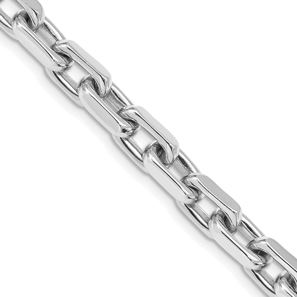 14K White Gold 24 inch 7mm Hand Polished Fancy Link with Lobster Clasp Chain