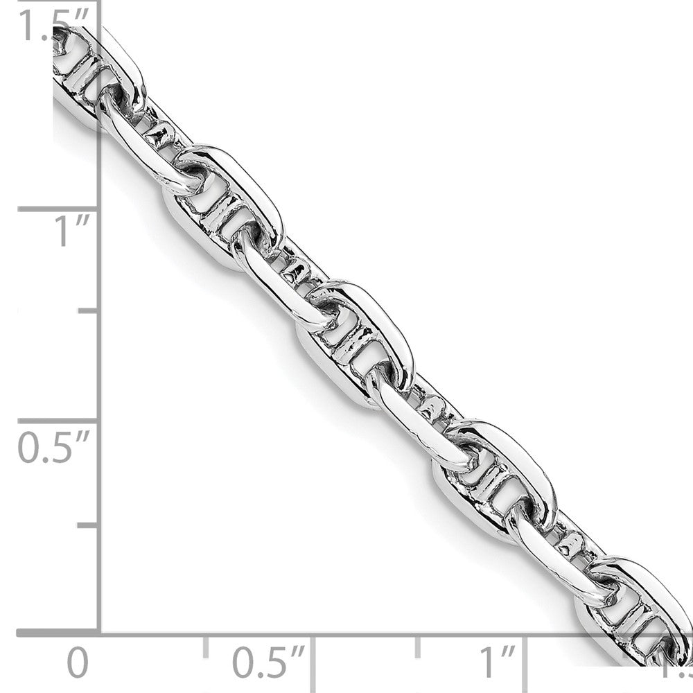 14K White Gold 24 inch 5.1mm Hand Polished Fancy Link with Lobster Clasp Chain