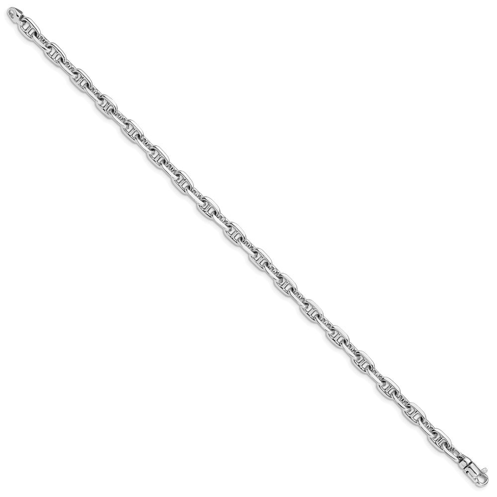 14K White Gold 8.5 inch 5.1mm Hand Polished Fancy Link with Lobster Clasp Bracelet