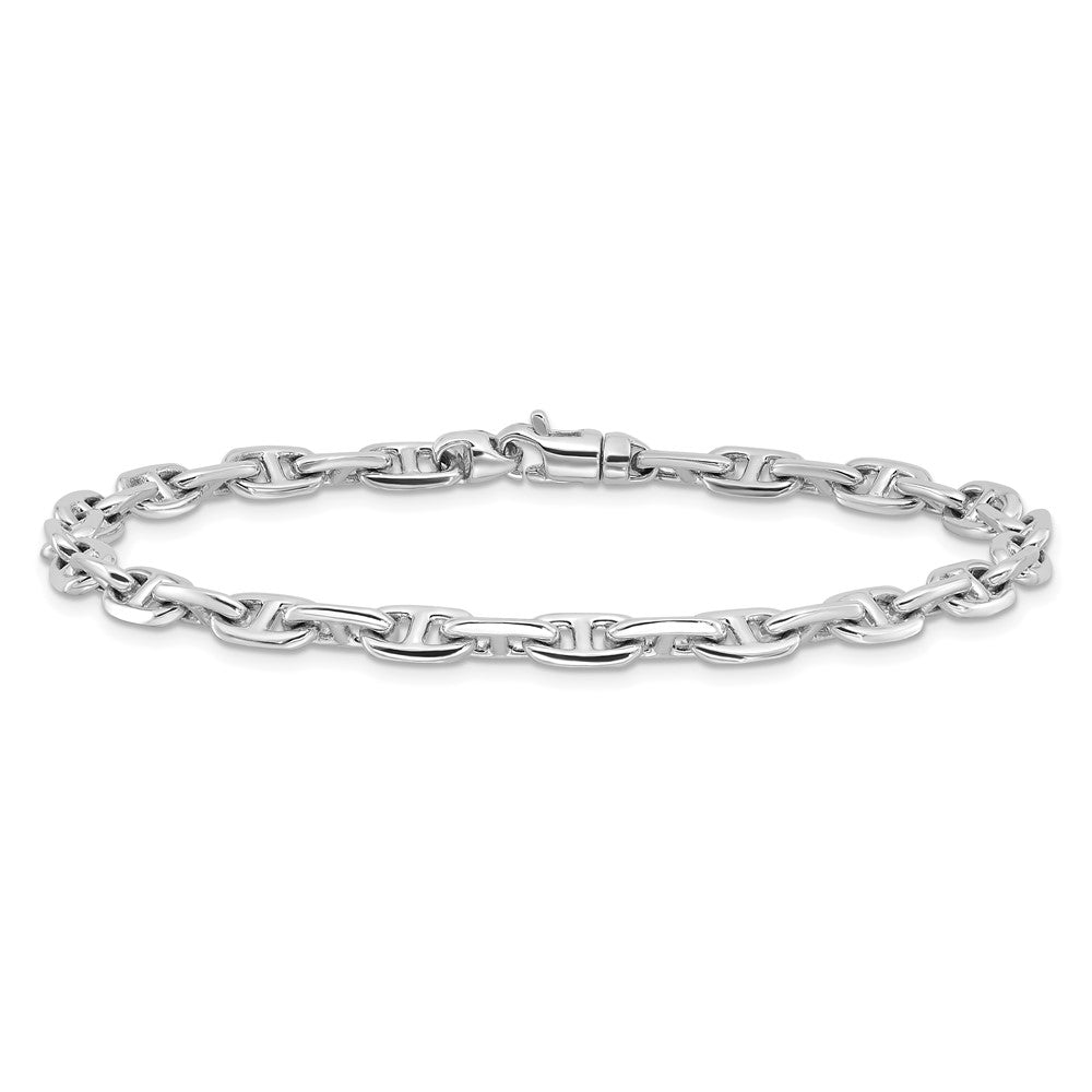 14K White Gold 8.5 inch 5.1mm Hand Polished Fancy Link with Lobster Clasp Bracelet