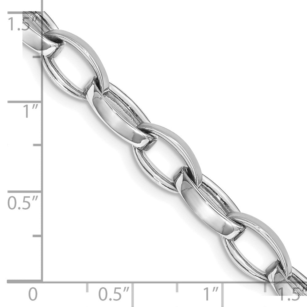 14K White Gold 18 inch 6.6mm Hand Polished and Satin Fancy Link with Fancy Lobster Clasp Chain