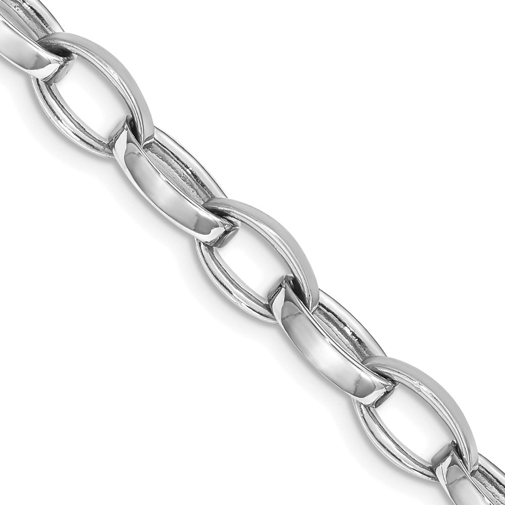 14K White Gold 20 inch 6.6mm Hand Polished and Satin Fancy Link with Fancy Lobster Clasp Chain