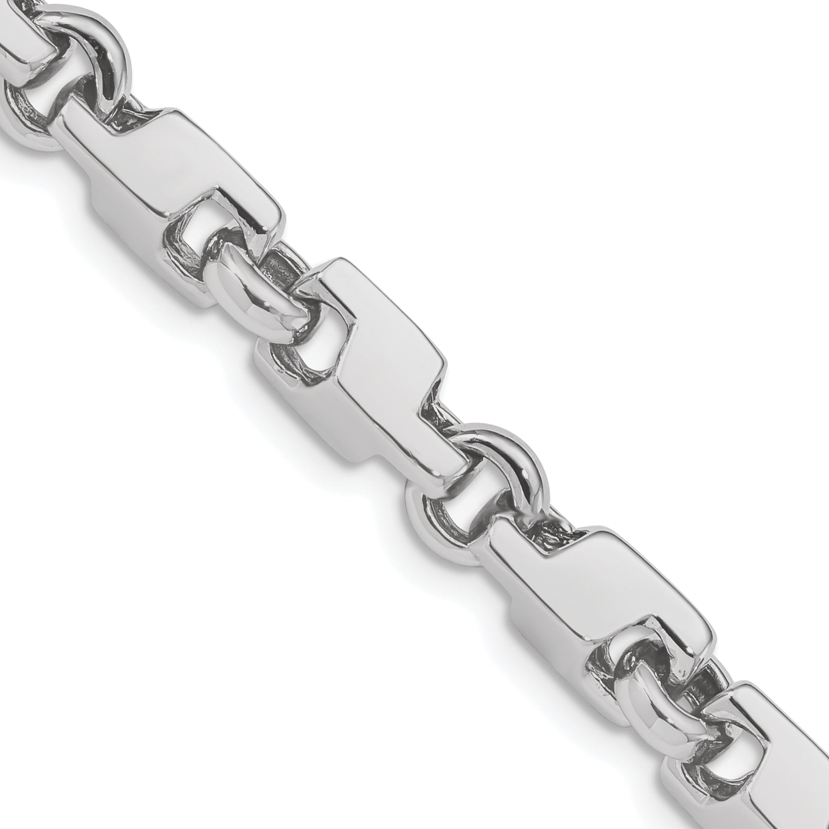 14K White Gold 24 Inch 6.6Mm Hand Polished Fancy Link With Fancy Lobster Clasp Chain