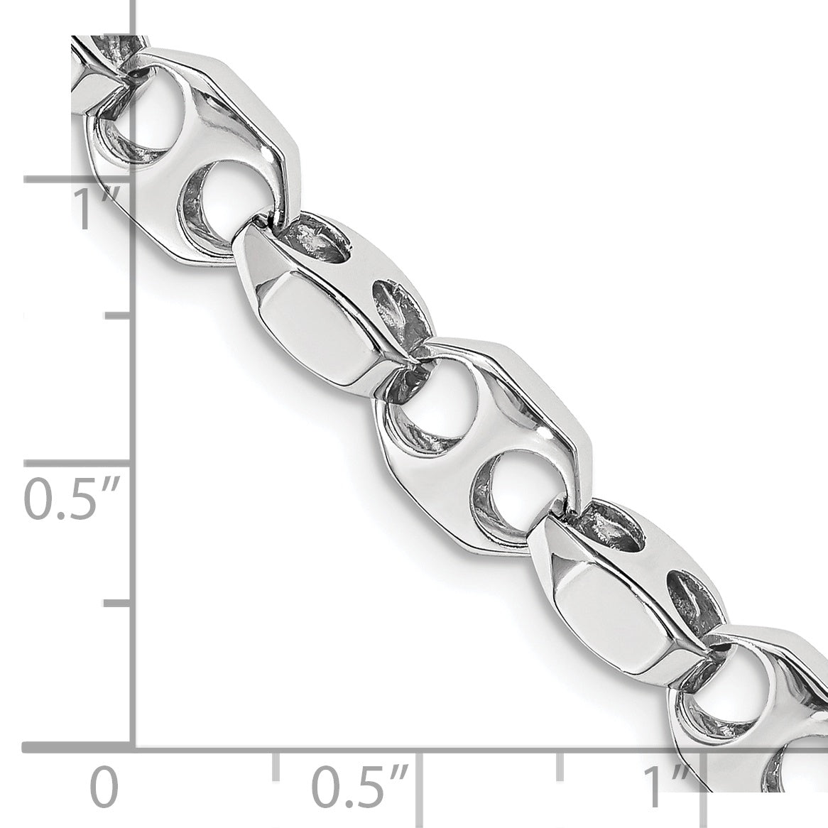 14K White Gold 20 Inch 7.2Mm Hand Polished Fancy Link With Fancy Lobster Clasp Chain