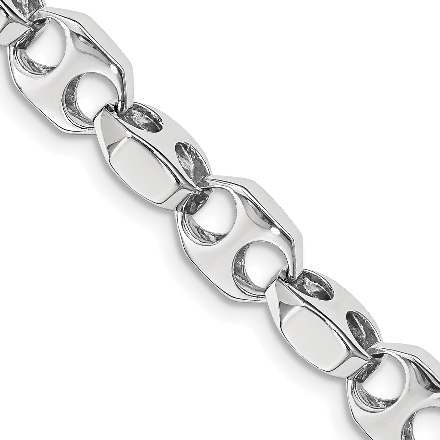 14K White Gold 20 Inch 7.2Mm Hand Polished Fancy Link With Fancy Lobster Clasp Chain