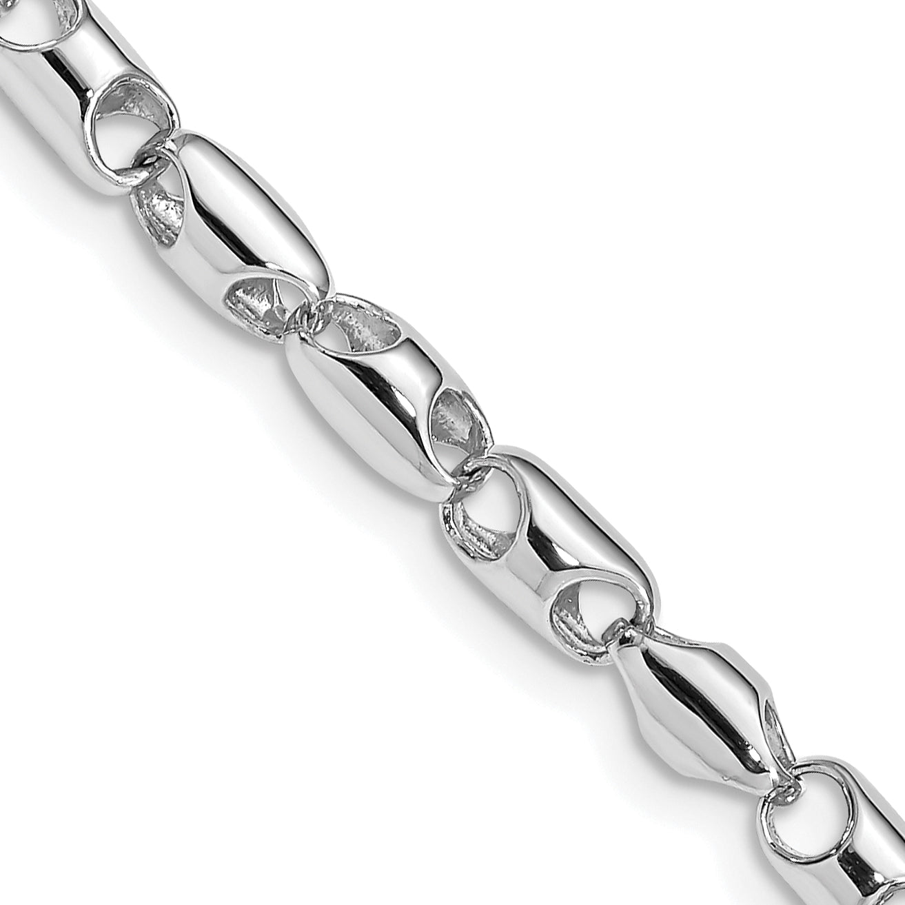 14K White Gold 22 Inch 4.1Mm Polished Fancy Barrel Link With Fancy Lobster Clasp Chain