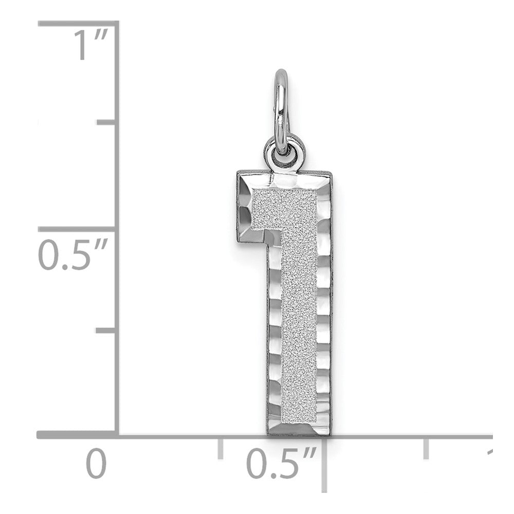 14kw Large Brushed Diamond-cut Number 1 Charm