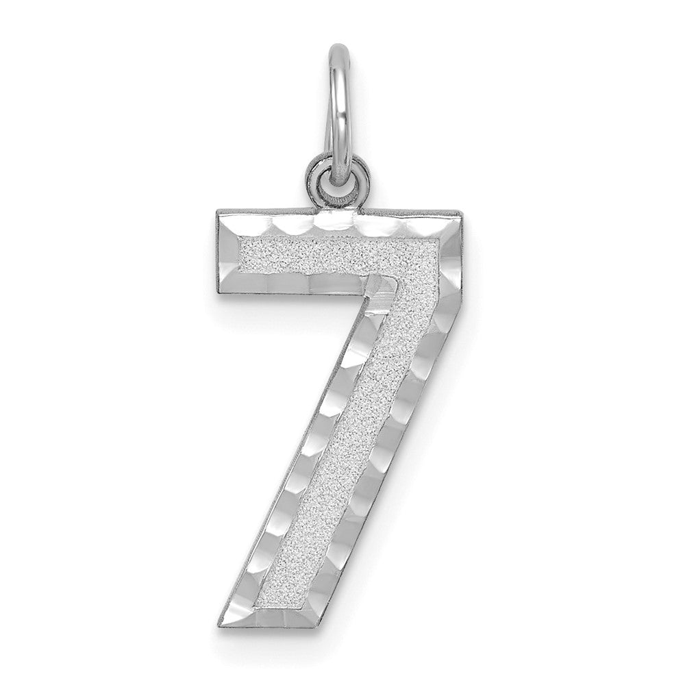 14kw Large Brushed Diamond-cut Number 7 Charm