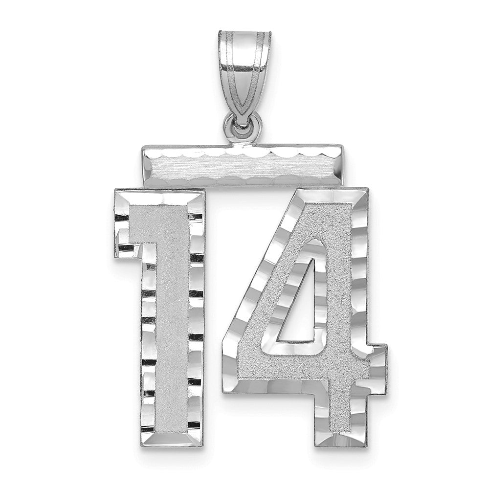 14kw Large Brushed Diamond-cut Number 14 Charm