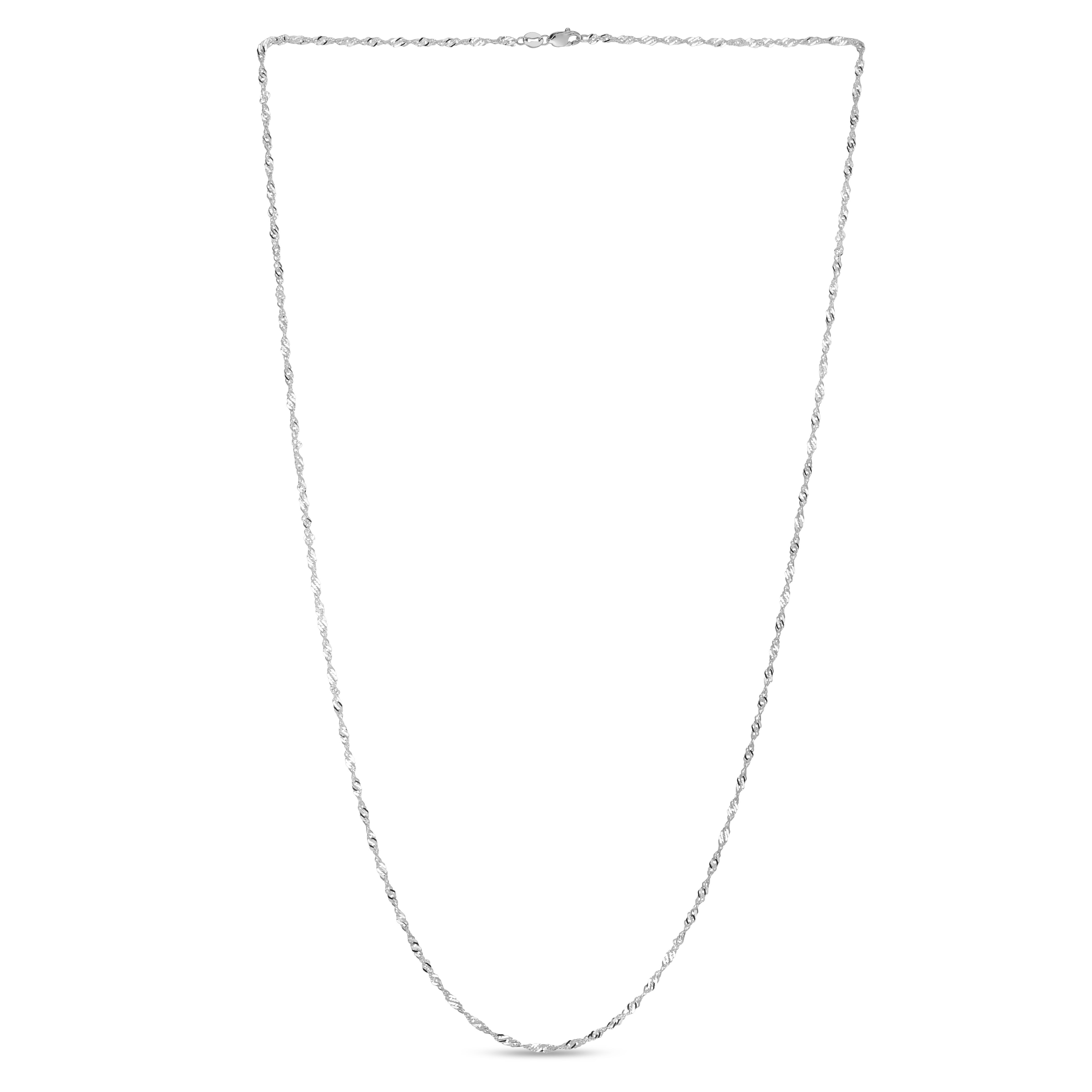 14K White Gold 1.3mm Singapore 24" Chain with Lobster Lock