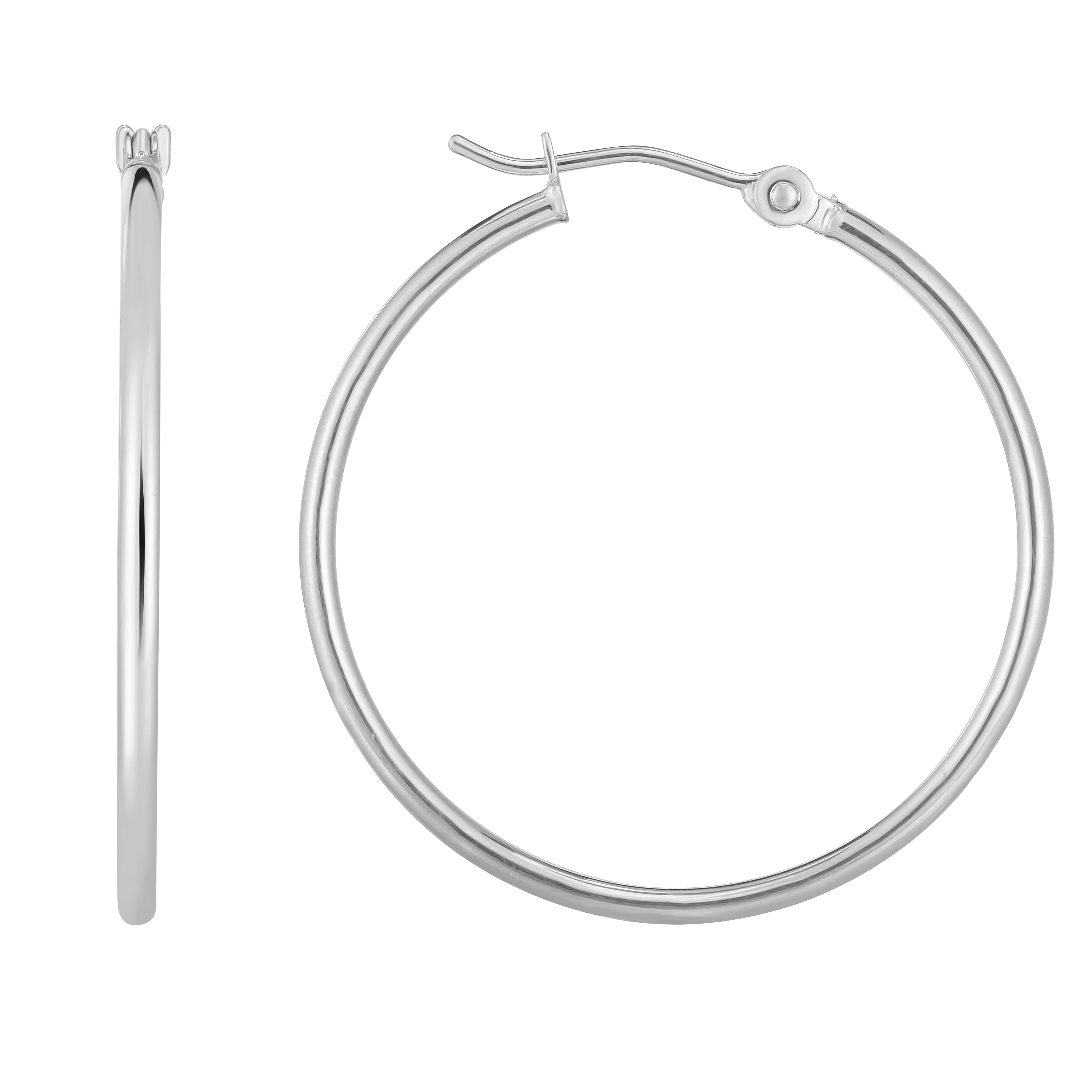 14K White Gold 1.5x30mm Hoop Earring