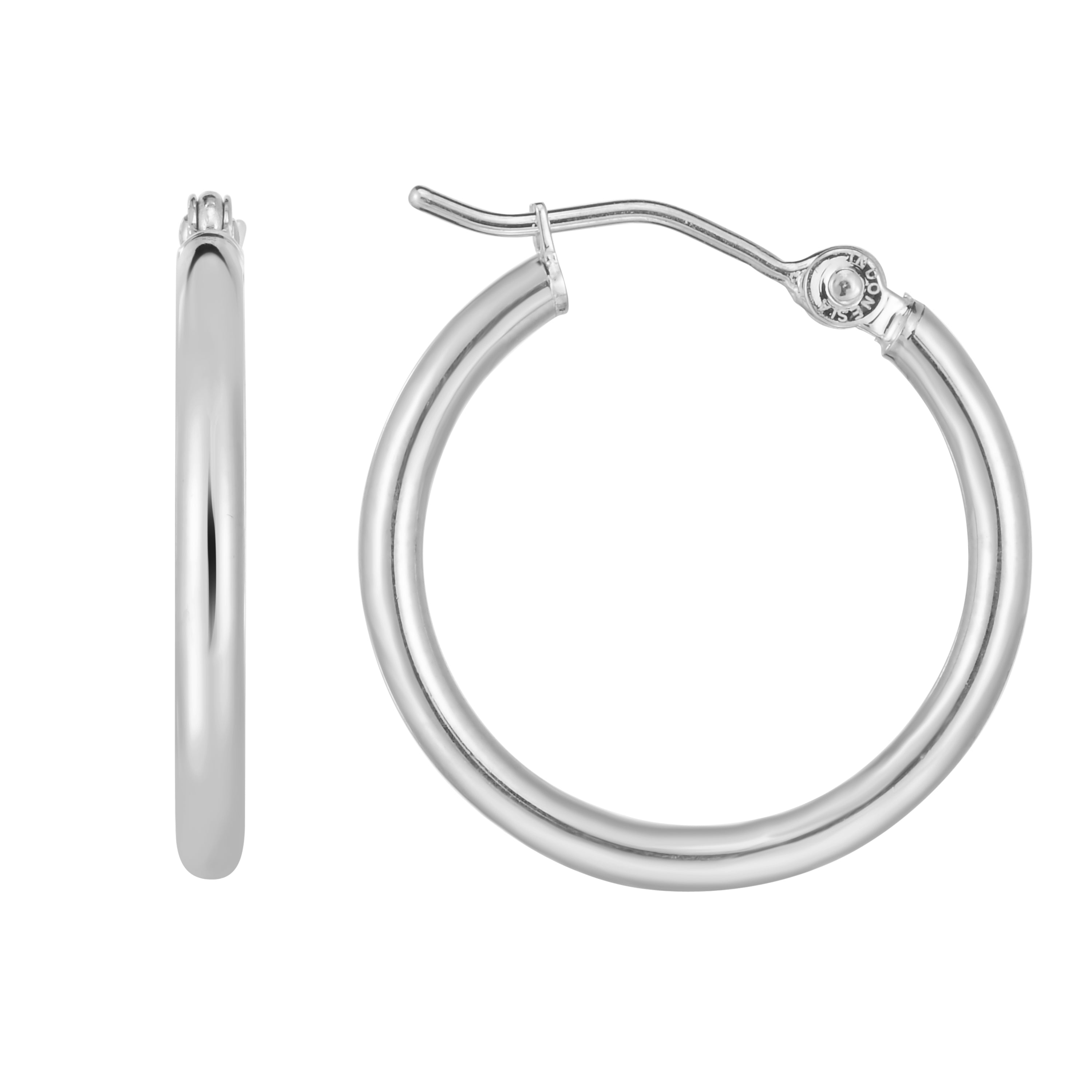 14K White Gold 2X20Mm Hoop Earring