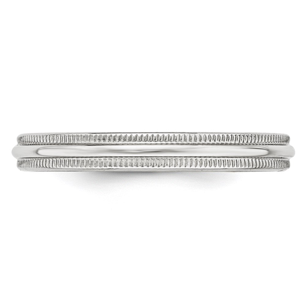14k White Gold 3mm Milgrain Half Round Wedding Band Size 5.5