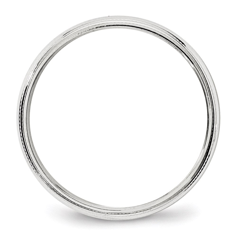14k White Gold 4mm Milgrain Half Round Wedding Band Size 7.5
