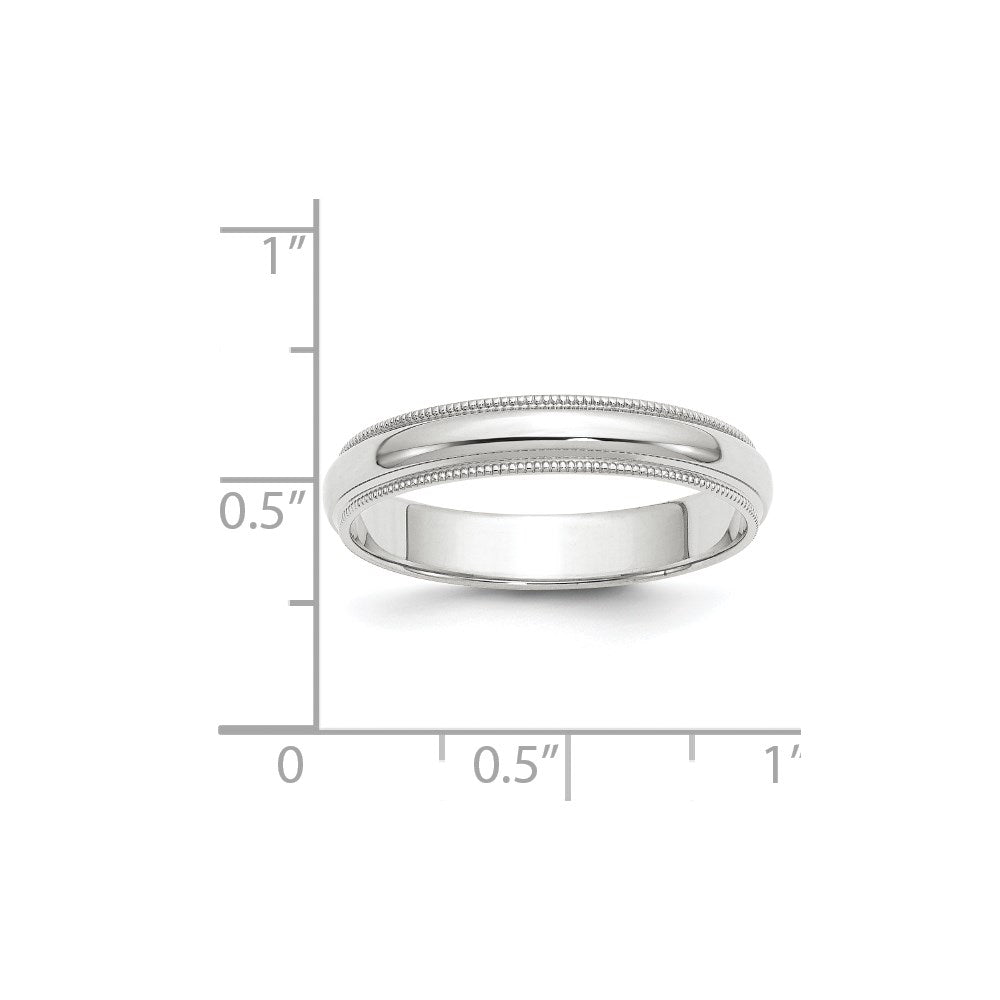 14k White Gold 4mm Milgrain Half Round Wedding Band Size 7.5