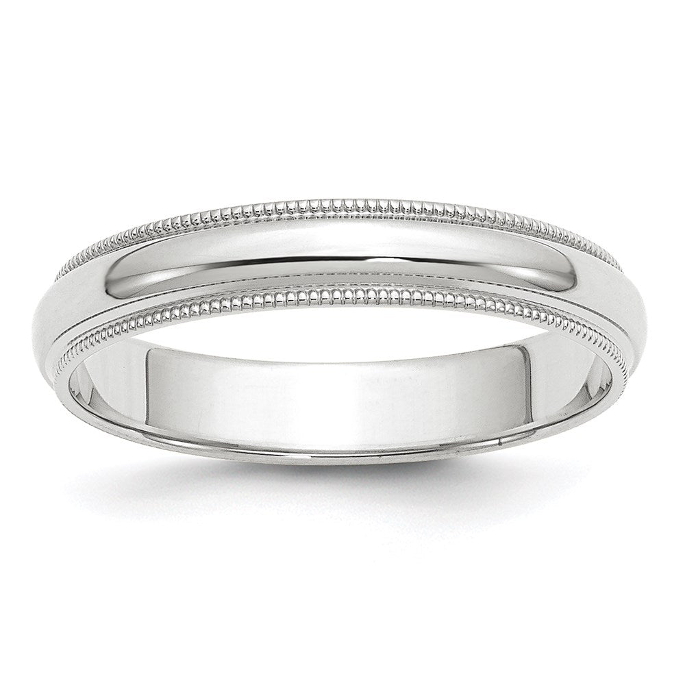 14k White Gold 4mm Milgrain Half Round Wedding Band Size 7.5