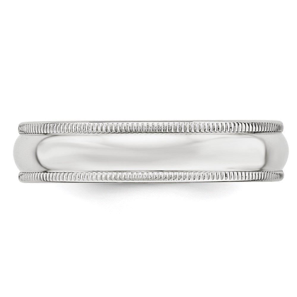 14k White Gold 5mm Milgrain Half Round Wedding Band Size 8